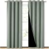 imageNICETOWN 100 Blackout Window Curtain Panels Cold and Full Light Blocking Drapes with Black Liner for Nursery 84 inches Drop Thermal Insulated Draperies Greyish Green 2 Pieces 52 Wide per Panel