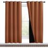 imageNICETOWN 100 Blackout Window Curtain Panels Full Light Blocking Drapes with Black Liner for Nursery 78inch Drop Thermal Insulated Draperies Burnt Orange 2 Pieces 55inch Wide Per Panel