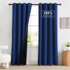 imageNICETOWN Blackout Curtains for Living Room W52 x L63 1 Pair Floral Printed Thermal Curtains Privacy Protection Elegant Botanicals Drapes Ivory Brown Window Treatment for FarmhouseRoyal Blue