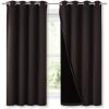 imageNICETOWN Complete 100 Blackout Curtains Thermal Insulated amp Energy Efficiency Window Draperies with Black Liner Noise Reducing Short Curtains for Kids Room Brown 52inch W by 63inch L 2 Panels