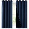 imageNICETOWN Extra Long Truly Blackout Drapes for Hall and Villa 46inch Width Each Panel 45inch Length Navy 2 Pieces 100 Blackout Window Curtain Panels with Black Lined for Night Shift Worker