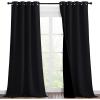 imageNICETOWN Extra Long Truly Blackout Drapes for Hall and Villa 46inch Width Each Panel 96inch Length Black 2 Pieces 100 Blackout Window Curtain Panels with Black Lined for Night Shift Worker