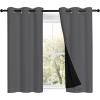 imageNICETOWN Grey 100 Blackout Room Warming Curtains 45 inches Long Thermal Insulated Full Blackout 2Layer Lined Curtains Energy Efficiency Window Draperies for Dining Room 2 Panels 42inch W