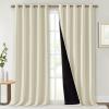 imageNICETOWN Living Room Completely Shaded Draperies Privacy Protection amp Noise Reducing Ring Top Drapes Black Lined Insulated Window Treatment Curtain PanelsBeige 2 Pieces W70 x L108