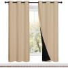 imageNICETOWN Living Room Completely Shaded Draperies Privacy Protection amp Noise Reducing Ring Top Drapes Black Lined Insulated Window Treatment Curtain PanelsBiscotti Beige 2 Pieces W42 x L72