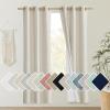 imageNICETOWN Natural Thick Linen Blend 100 Blackout Curtains 70 Long 2 Panels Set for Bedroom 34 Wide Rustic Grommet Thermal Insulated Flax Textured Full Blackout Window Draperies with White Liners