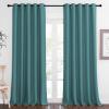 imageNICETOWN Patio Blackout Curtain Panels  Extra Wide Sliding Door Thermal Insulated Drape Privacy Room Divider Curtain for Bedroom Office Sea Teal 66 x 118 Inch Long