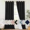 imageNICETOWN Vintage Open Linen Weave Flax Thermal Curtains 100 Blackout Curtains 102 inches Long for Dining Room Soundproof Window Treatment Drapes for Hall Room Black 52 Wide Per Panel Set of 2