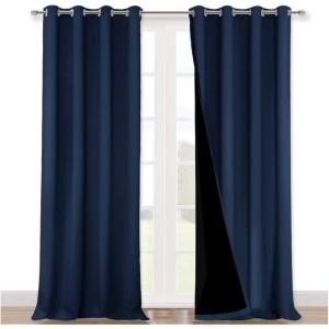 imageNICETOWN 100 Blackout Curtain Set Thermal Insulated amp Energy Efficiency Window Draperies for Guest Room Full Shading Panels for Shift Worker and Light Sleepers Navy Blue 52W x 120L 2 PCs