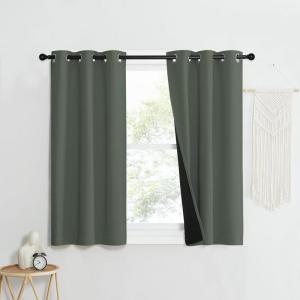 imageNICETOWN 100 Blackout Curtains 50 Long Pair of Energy Smart amp Noise Blocking Out Drapes for Baby Room Window Thermal Insulated Guest Room Lined Window DressingDark Mallard 37 Wide