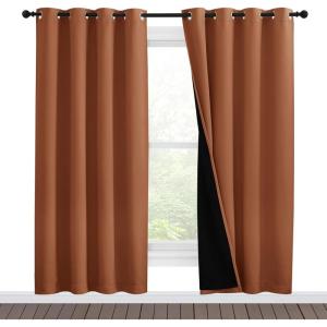 imageNICETOWN 100 Blackout Window Curtain Panels Full Light Blocking Drapes with Black Liner for Nursery 78inch Drop Thermal Insulated Draperies Burnt Orange 2 Pieces 55inch Wide Per Panel
