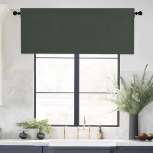 imageNICETOWN Basement Window Christmas 16 Inch Length Rod Pocket Small Blackout Valances for Living Room Christmas Decor Bedroom RV Camper Bathroom Windows 1 Pair 42 inches Wide per Panel Sage GreenDark Mallard