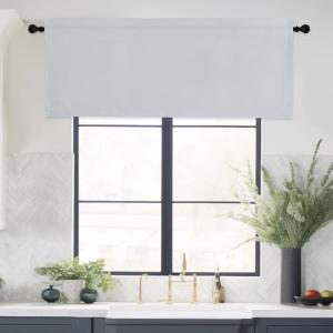 imageNICETOWN Basement Window Christmas 16 Inch Length Rod Pocket Small Blackout Valances for Living Room Christmas Decor Bedroom RV Camper Bathroom Windows 1 Pair 42 inches Wide per Panel Sage GreenGreyish White
