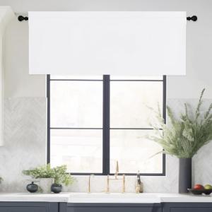 imageNICETOWN Basement Window Christmas 16 Inch Length Rod Pocket Small Blackout Valances for Living Room Christmas Decor Bedroom RV Camper Bathroom Windows 1 Pair 42 inches Wide per Panel Sage GreenPure White