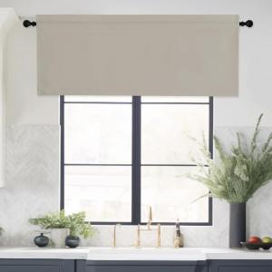 imageNICETOWN Basement Window Christmas 16 Inch Length Rod Pocket Small Blackout Valances for Living Room Christmas Decor Bedroom RV Camper Bathroom Windows 1 Pair 42 inches Wide per Panel Sage GreenNatural