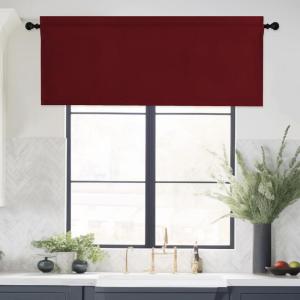 imageNICETOWN Basement Window Christmas 16 Inch Length Rod Pocket Small Blackout Valances for Living Room Christmas Decor Bedroom RV Camper Bathroom Windows 1 Pair 42 inches Wide per Panel Sage GreenBurgundy Red