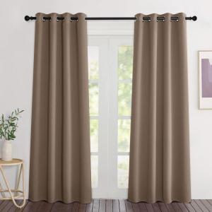 imageNICETOWN Blackout Cappuccino Curtains 84 inches Long Grommet Room Darkening Thermal Insulated Sound Dampening Window Treatments for BedroomHome Office 2 Panels W46 x L84