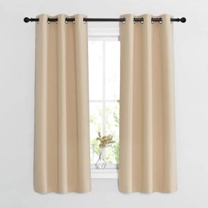 imageNICETOWN Blackout Curtain Panels for Living Room  Window Treatment Thermal Insulated Solid Grommet Vertical Drapes Window Treatments for Bedroom Biscotti Beige Set of 2 37 by 63 Inch