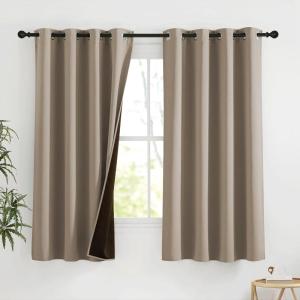 imageNICETOWN Blackout Curtains for Living Room W52 x L63 1 Pair Floral Printed Thermal Curtains Privacy Protection Elegant Botanicals Drapes Ivory Brown Window Treatment for FarmhouseCappuccino