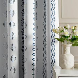 imageNICETOWN Blackout Curtains for Living Room W52 x L63 1 Pair Floral Printed Thermal Curtains Privacy Protection Elegant Botanicals Drapes Ivory Brown Window Treatment for FarmhouseBohemia Indigo