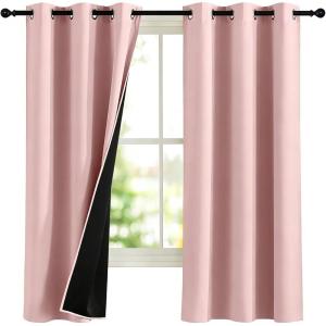 imageNICETOWN Blackout Curtains for Living Room W52 x L63 1 Pair Floral Printed Thermal Curtains Privacy Protection Elegant Botanicals Drapes Ivory Brown Window Treatment for FarmhousePeach Pink