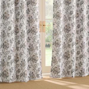 imageNICETOWN Blackout Curtains for Living Room W52 x L63 1 Pair Floral Printed Thermal Curtains Privacy Protection Elegant Botanicals Drapes Ivory Brown Window Treatment for FarmhouseAntique Floraison Off White