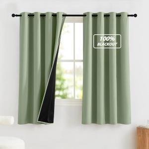 imageNICETOWN Blackout Curtains for Living Room W52 x L63 1 Pair Floral Printed Thermal Curtains Privacy Protection Elegant Botanicals Drapes Ivory Brown Window Treatment for FarmhouseOlive