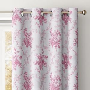 imageNICETOWN Blackout Curtains for Living Room W52 x L63 1 Pair Floral Printed Thermal Curtains Privacy Protection Elegant Botanicals Drapes Ivory Brown Window Treatment for FarmhouseRose Blush Pink