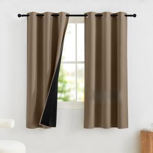 imageNICETOWN Blackout Curtains for Living Room W52 x L63 1 Pair Floral Printed Thermal Curtains Privacy Protection Elegant Botanicals Drapes Ivory Brown Window Treatment for FarmhouseKhaki