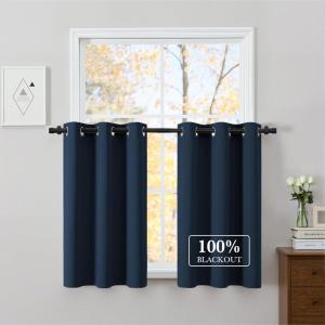 imageNICETOWN Blackout Curtains for Living Room W52 x L63 1 Pair Floral Printed Thermal Curtains Privacy Protection Elegant Botanicals Drapes Ivory Brown Window Treatment for FarmhouseNavy