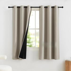 imageNICETOWN Blackout Curtains for Living Room W52 x L63 1 Pair Floral Printed Thermal Curtains Privacy Protection Elegant Botanicals Drapes Ivory Brown Window Treatment for FarmhouseNatural