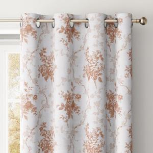 imageNICETOWN Blackout Curtains for Living Room W52 x L63 1 Pair Floral Printed Thermal Curtains Privacy Protection Elegant Botanicals Drapes Ivory Brown Window Treatment for FarmhouseRose Taupe