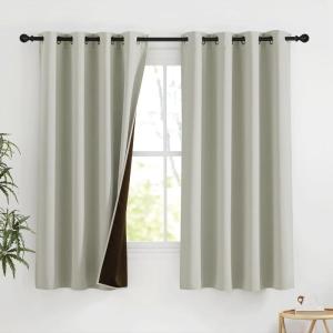 imageNICETOWN Blackout Curtains for Living Room W52 x L63 1 Pair Floral Printed Thermal Curtains Privacy Protection Elegant Botanicals Drapes Ivory Brown Window Treatment for FarmhouseSand