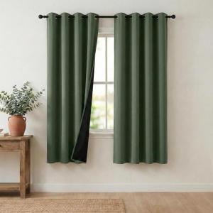 imageNICETOWN Blackout Curtains for Living Room W52 x L63 1 Pair Floral Printed Thermal Curtains Privacy Protection Elegant Botanicals Drapes Ivory Brown Window Treatment for FarmhouseGreyish Green