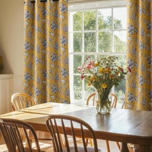 imageNICETOWN Blackout Curtains for Living Room W52 x L63 1 Pair Floral Printed Thermal Curtains Privacy Protection Elegant Botanicals Drapes Ivory Brown Window Treatment for FarmhouseAntique Floraison Oak Brown