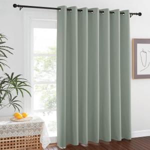 imageNICETOWN Blackout Sage Green Curtain for Sliding Glass Door  Grommet Thermal Insulated Patio Door Drape Room Darkening Sound Dampening for French Door W100 x L84 1 Piece