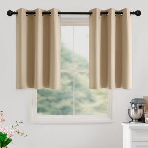 imageNICETOWN Blush Pink Room Darkening Curtains 86 Inches Long 2 Panels for Girls Room Bedroom Nursery Thermal Insulated Blackout Drapes Solid Grommet Noise Reducing Window Curtains W40Biscotti Beige