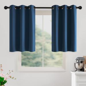 imageNICETOWN Blush Pink Room Darkening Curtains 86 Inches Long 2 Panels for Girls Room Bedroom Nursery Thermal Insulated Blackout Drapes Solid Grommet Noise Reducing Window Curtains W40Morrocan Blue