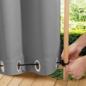 imageNICETOWN Insulated Outdoor Curtains for Patio Waterproof 2 Panels Fade Resistant 2Layer Sun Shades with Free Rope Top Grommets amp Back Tab Bottom Windproof Winter Curtains W66 x L84 in GreySilver Grey