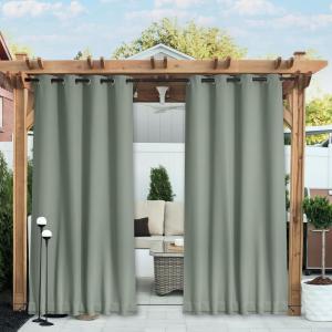 imageNICETOWN Insulated Outdoor Curtains for Patio Waterproof 2 Panels Fade Resistant 2Layer Sun Shades with Free Rope Top Grommets amp Back Tab Bottom Windproof Winter Curtains W66 x L84 in GreySage Green