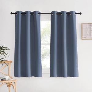 imageNICETOWN Kitchen Curtains Blackout Curtains amp Drapes Stone Blue 34 Wide x 60 Long Set of 2 Thermal Insulated Grommet Top Window Treatment Panels for Cupboard Small Window