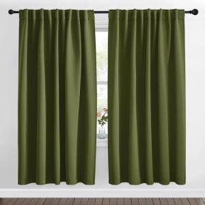 imageNICETOWN Living Room Blackout Draperies Curtains  Olive Green Color W70 x L72 2 Panels Home Decoration Window Blackout Drape Panels for Patio Door