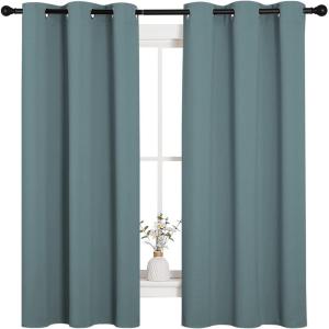 imageNICETOWN Modern Blackout Curtains Noise Reducing Thermal Insulated and Privacy Room Darkening Drape Panels for Boys Guest Room Door Small Short Window Greyish Blue 2 Panels W42 x L54 Inch