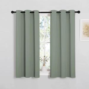 imageNICETOWN ROM Darkening Curtains 48 inch Length 2 Panels Thermal Insulated Grommet Blackout Curtains for Modern Casual Elegant Bedroom Kids Room Theme Decoration Greyish Green 2 Pieces W34