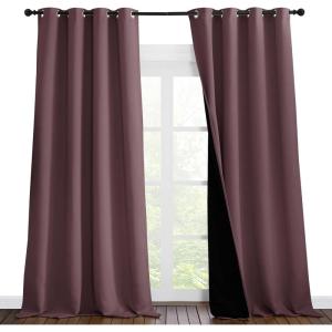 imageNICETOWN Room Warming Thermal Insulated 100 Blackout Curtains Sound Proof Drapes with Black Backing Full Light Blocking Panels for Patio Sliding Door Dry Rose 1 Pair 55 inches x 102 inches