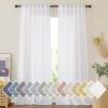 imageNICETOWN Sheer Linen Curtains 96 Inch Length for Bedroom Living Room 2 Panels Ivory Rod Pocket amp Back Tab Semi Sheer Drapes Privacy Semitransparent Farmhouse Window Treatment W52 x L96White