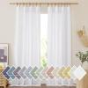 imageNICETOWN Sheer Linen Curtains 96 Inch Length for Bedroom Living Room 2 Panels Ivory Rod Pocket amp Back Tab Semi Sheer Drapes Privacy Semitransparent Farmhouse Window Treatment W52 x L96White