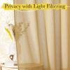 imageNICETOWN Sheer Linen Curtains 96 Inch Length for Bedroom Living Room 2 Panels Ivory Rod Pocket amp Back Tab Semi Sheer Drapes Privacy Semitransparent Farmhouse Window Treatment W52 x L96Desert Yellow
