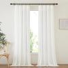 imageNICETOWN Sheer Linen Curtains 96 Inch Length for Bedroom Living Room 2 Panels Ivory Rod Pocket amp Back Tab Semi Sheer Drapes Privacy Semitransparent Farmhouse Window Treatment W52 x L96Ivory