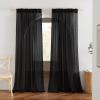 imageNICETOWN Sheer Linen Curtains 96 Inch Length for Bedroom Living Room 2 Panels Ivory Rod Pocket amp Back Tab Semi Sheer Drapes Privacy Semitransparent Farmhouse Window Treatment W52 x L96Black